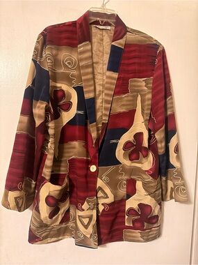Kensington Square Abstract Print Women's Blazer Jacket in XL
